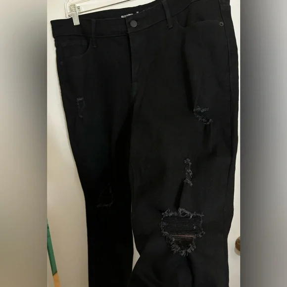 Old Navy Pop Icon Skinny Mid Rise Jeans - Black / Ripped details - 14 Short - Picture 3 of 6